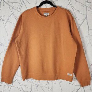 Banks Journal Orange Organic Cotton Waffle Knit Crewneck Thermal Shirt
